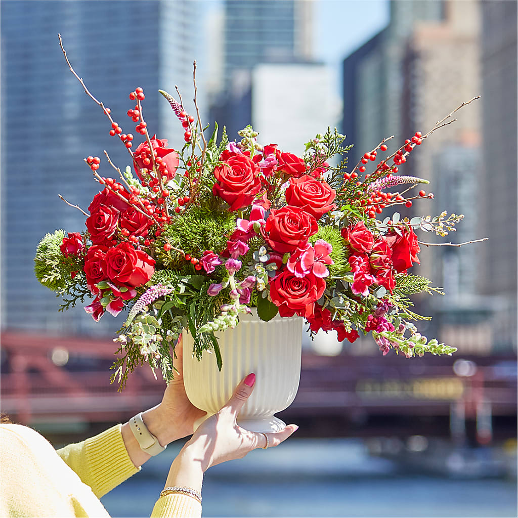 Big Red Bow Bouquet – Sugardoll Florist, New York NY