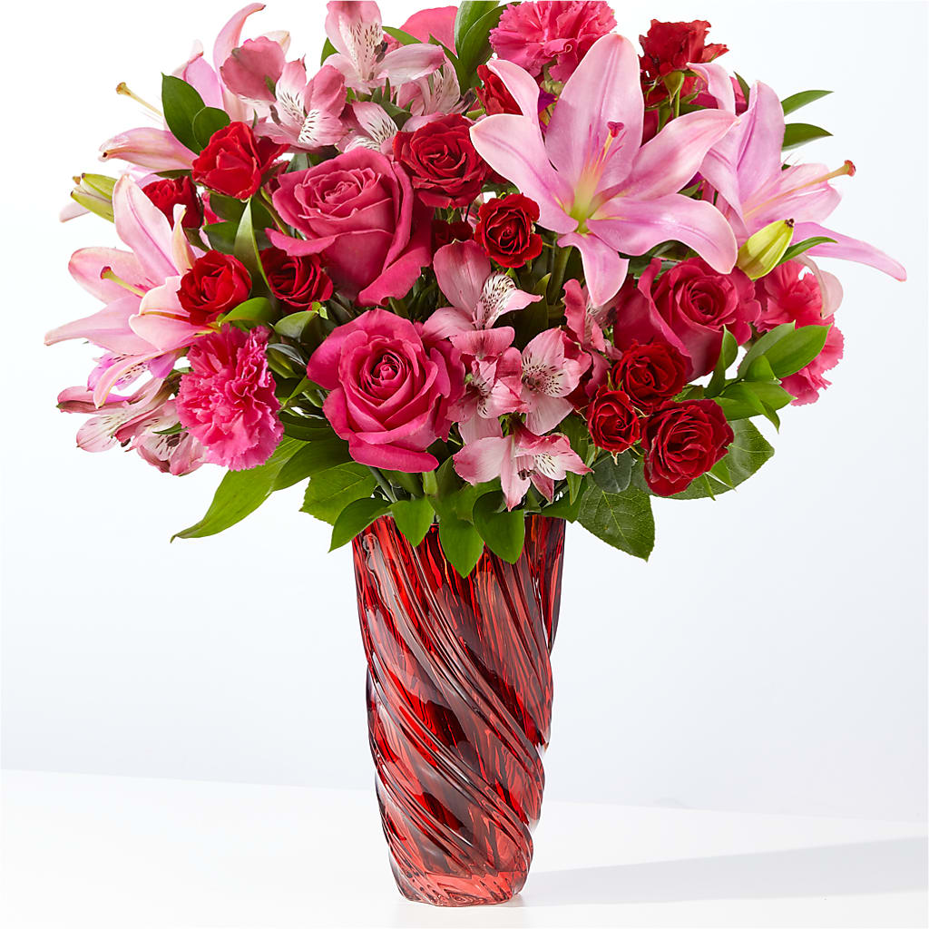 In Love Bouquet with Luxe Swirl Vase – Sugardoll Florist, New York NY
