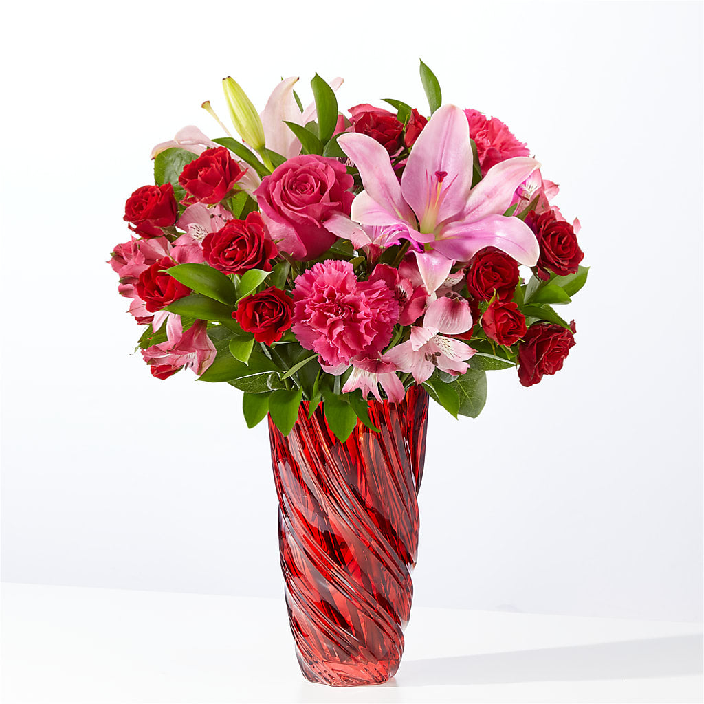 In Love Bouquet with Luxe Swirl Vase – Sugardoll Florist, New York NY