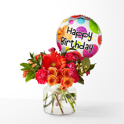 Fiesta Bouquet with Birthday Balloon –  Sugardoll Florist, New York NY