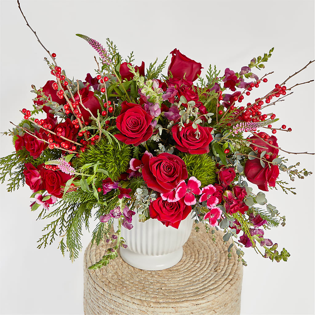 Big Red Bow Bouquet –  Sugardoll Florist, New York NY