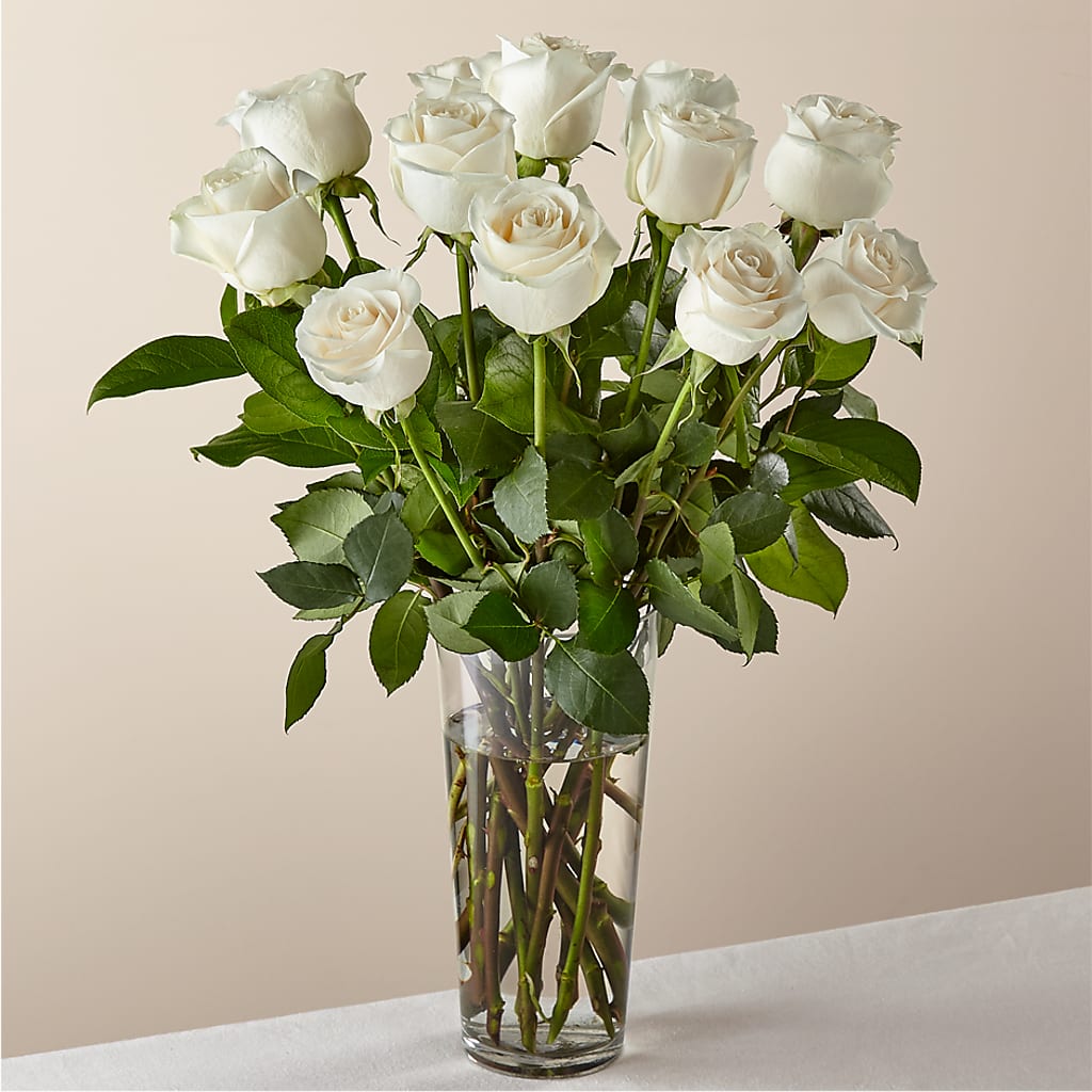 Long Stem White Rose Bouquet –  Sugardoll Florist, New York NY