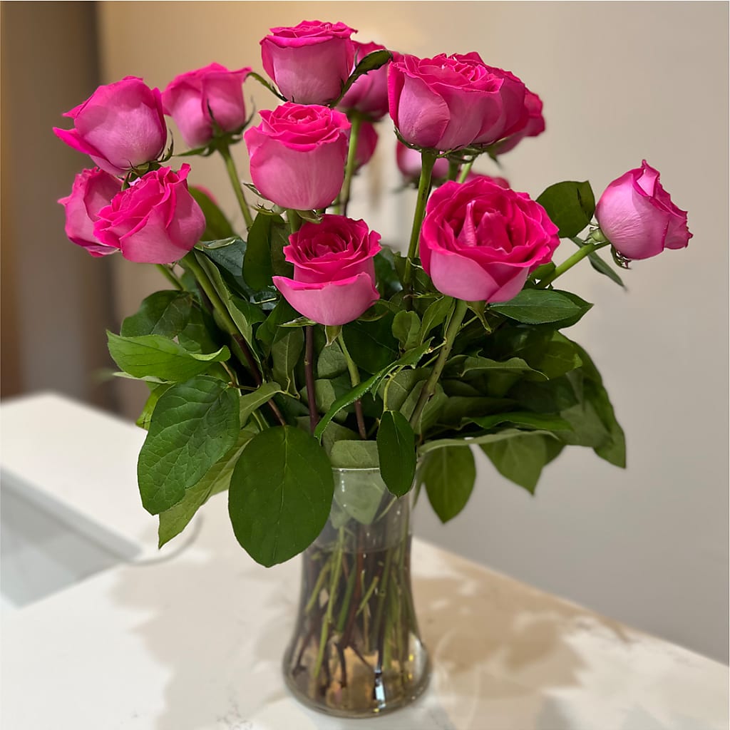 Long Stem Pink Rose Bouquet –  Sugardoll Florist, New York NY