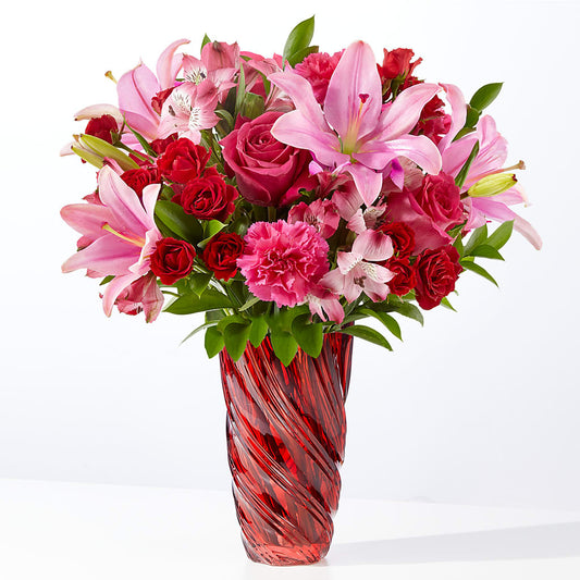In Love Bouquet with Luxe Swirl Vase –  Sugardoll Florist, New York NY