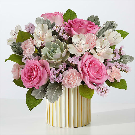 Dusty Rose Bouquet with Ivory Vase –  Sugardoll Florist, New York NY