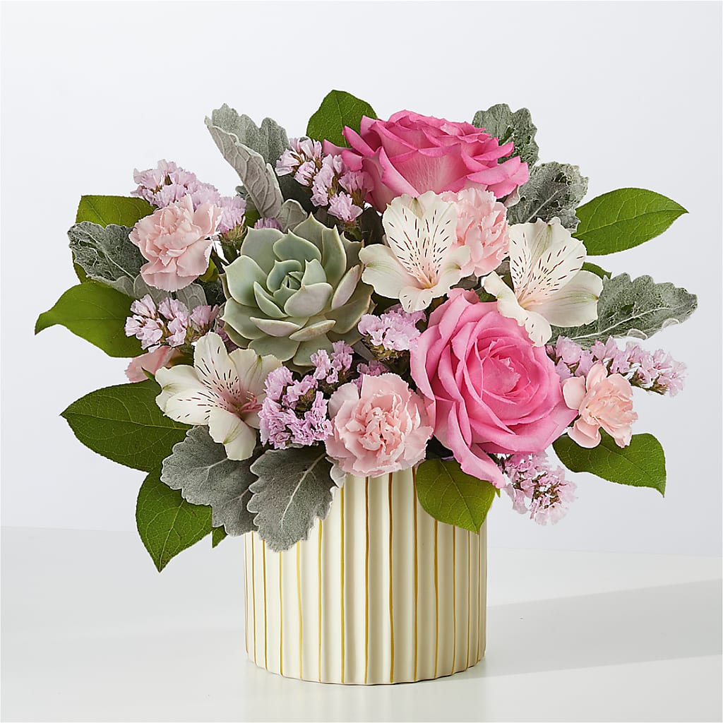 Dusty Rose Bouquet with Ivory Vase –  Sugardoll Florist, New York NY