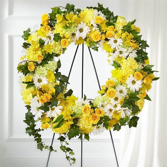 Golden Remembrance Wreath –  Sugardoll Florist, New York NY