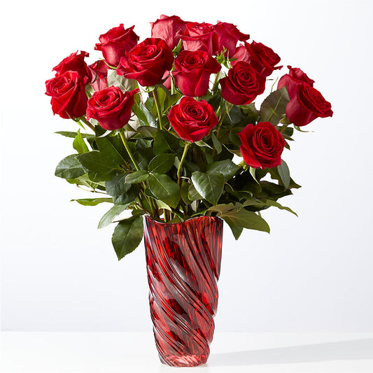 Classic Love Red Rose Bouquet with Luxe Swirl Vase –  Sugardoll Florist, New York NY