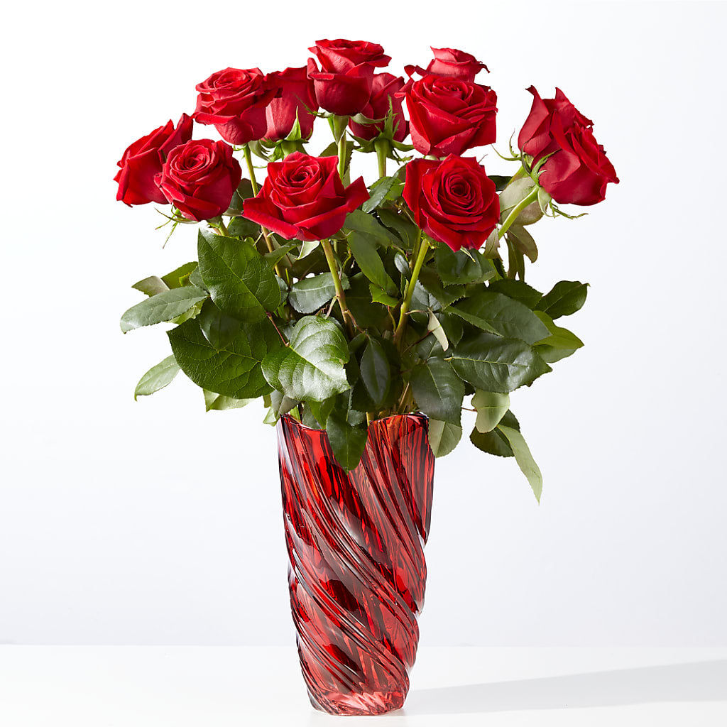 Classic Love Red Rose Bouquet with Luxe Swirl Vase –  Sugardoll Florist, New York NY