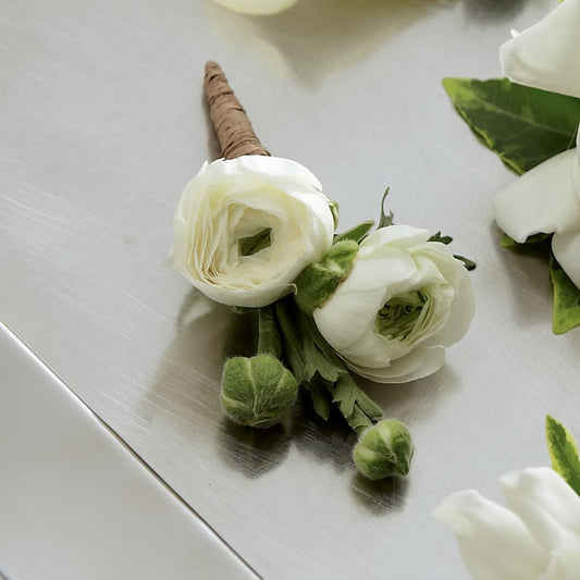 White Ranunculus Boutonniere –  Sugardoll Florist, New York NY